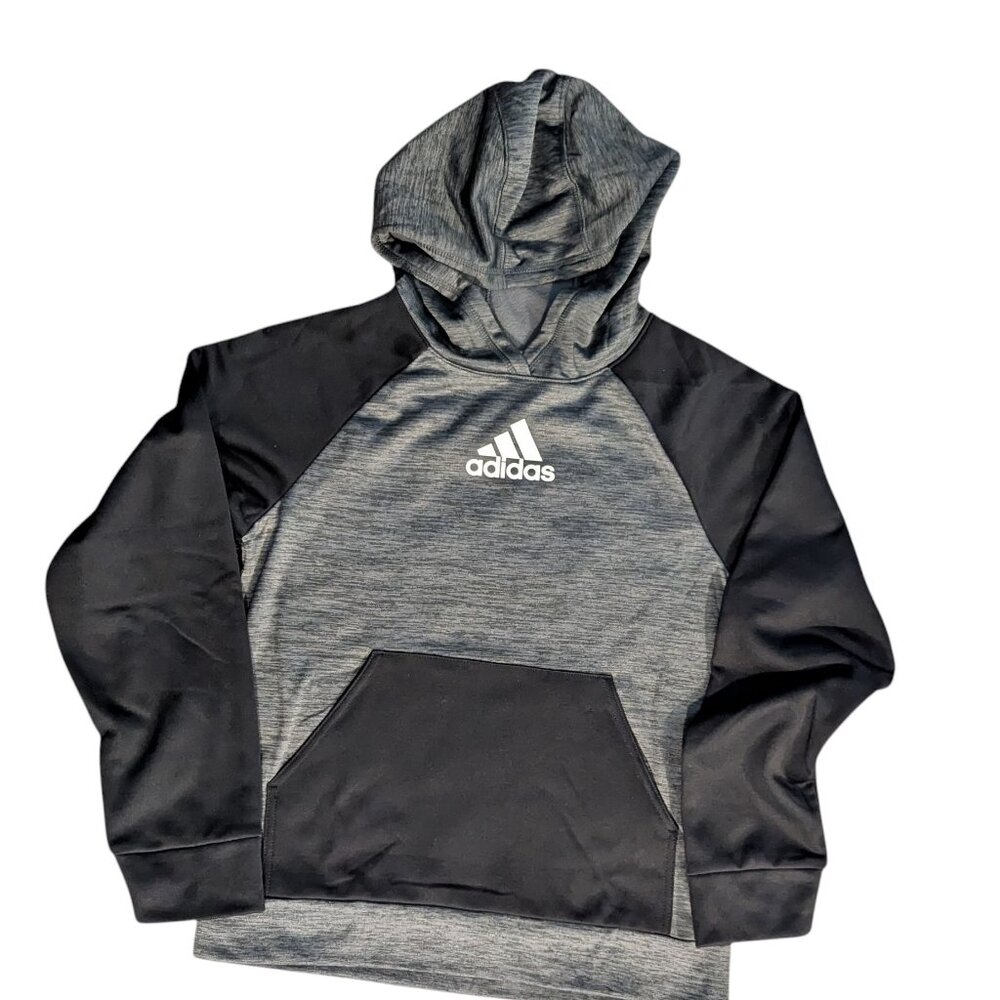 ADIDAS Boy's Fleece Hoodie ~ Gray & Black ~ Medium 10/12 ~ NWT NEW Design*Deals